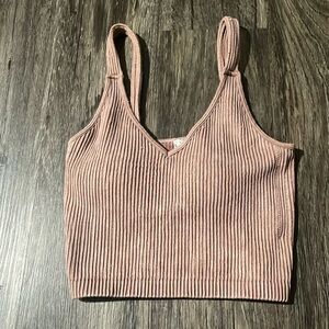 Brown Padded Ribbed Tank Top